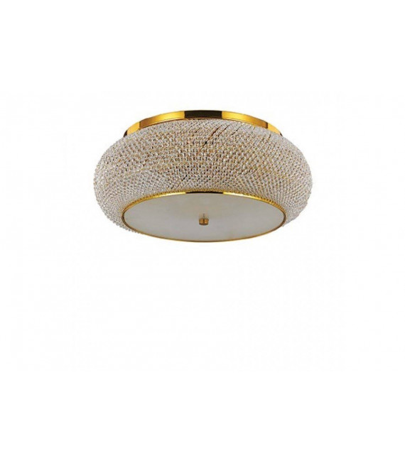 Design ceiling lamp Pasha Glass, crystal, gold metal 10 bulbs 21cm