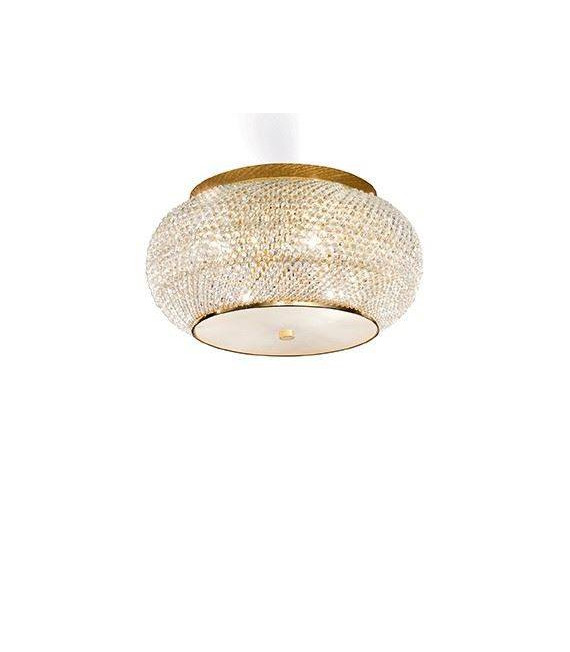 Design ceiling light Pasha Glass, crystal, gold metal 6 bulbs 22cm