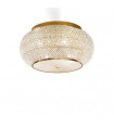 Design ceiling light Pasha Glass, crystal, gold metal 6 bulbs 22cm