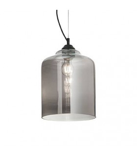 Sospensione Bistro Vetro, metallo nero, grigio fumé 1 lampadina 45cm