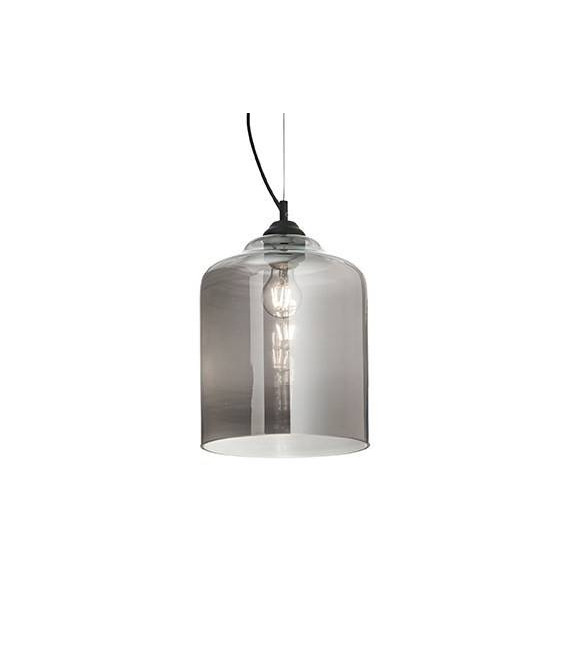 Bistro colgante Vidrio, metal negro, gris ahumado 1 bombilla 45cm