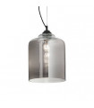 Bistro pendant Glass, black metal, smoked gray 1 bulb 45cm