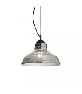 Sospensione Bistro Vetro, metallo nero, grigio fumé 1 lampadina 30cm