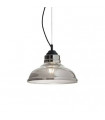 Suspension Bistro Verre,métal Noir,gris fumé 1 ampoule 30cm