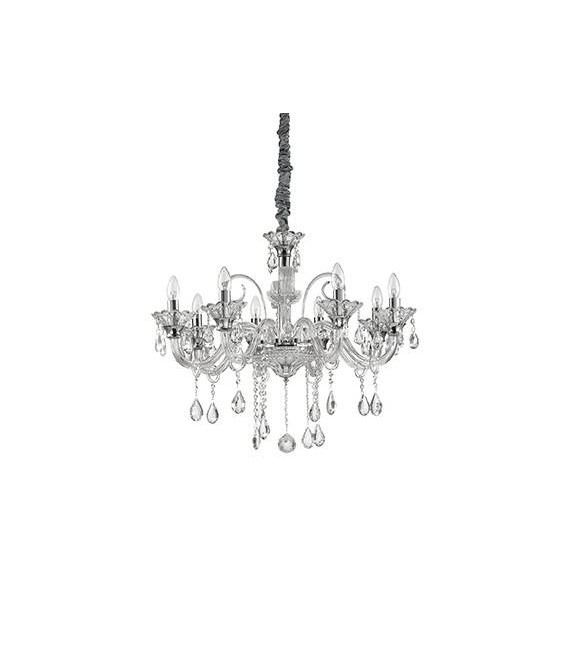 Chandelier sans abats jours Colossal Verre Transparent 8 ampoules 80cm