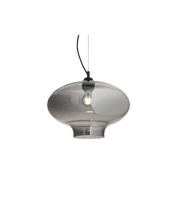 Bistro Pendelleuchte Glas, schwarzes Metall, rauchgrau 1 Glühbirne 70cm