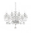Chandelier sans abats jours Negresco Verre Transparent 8 ampoules 80cm