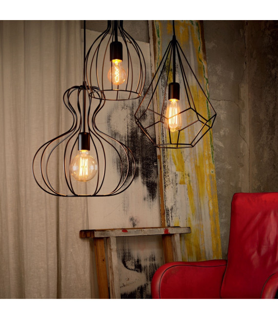 Sospensione Ampolla in metallo nero 1 lampadina 60cm