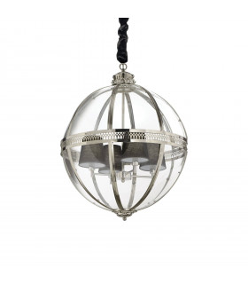 Suspension World Métal Chrome 4 ampoules 110cm