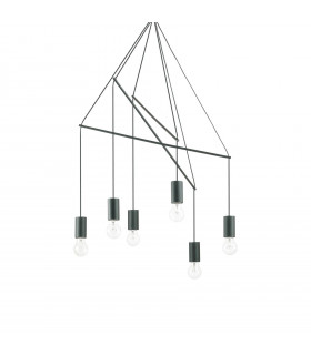 Lampada a sospensione Pop Metal Black 6 lampadine 100cm