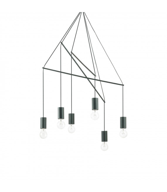 Lámpara colgante Pop Metal Negro 6 bombillas 100cm