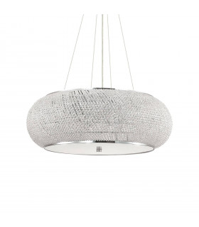 Sospensione LED integrata Pasha Metal Chrome 14 lampadine 41cm