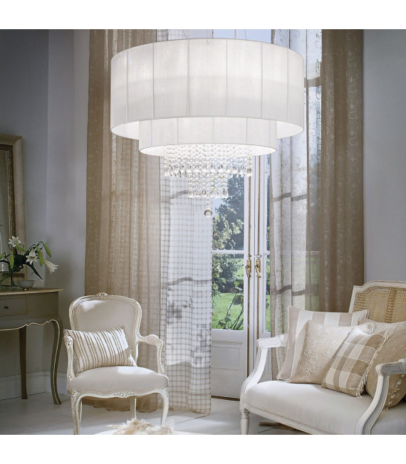 Opera Pendelleuchte Weißglas 10 Glühbirnen min 48 / max 130cm