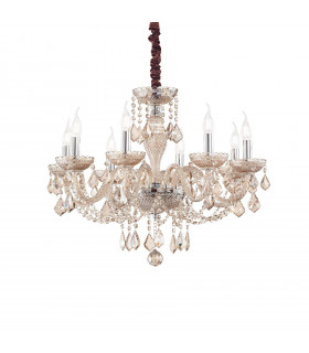 Chandelier without shades Rose Amber glass 8 bulbs 71cm