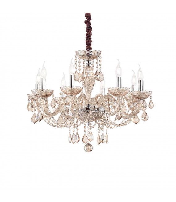 Chandelier without shades Rose Amber glass 8 bulbs 71cm