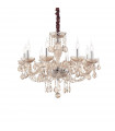 Chandelier sans abats jours Rose Verre ambre 8 ampoules 71cm