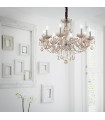 Chandelier without shades Rose Amber glass 8 bulbs 71cm