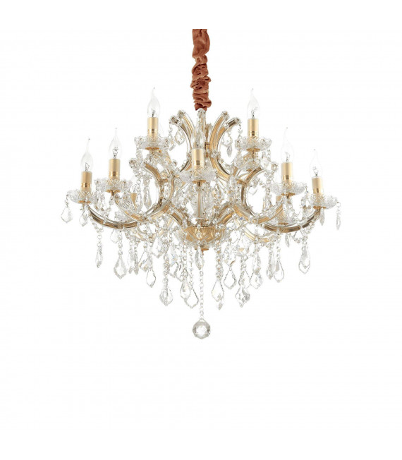 Chandelier sans abats jours Napoleon Verre Or 12 ampoules 98cm