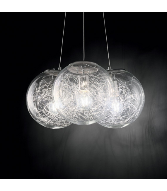 Lampada a sospensione in metallo Mapa Nickel 3 lampadine 39cm