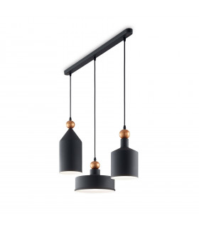 Colgante Triada de Metal Negro 3 bombillas 52cm