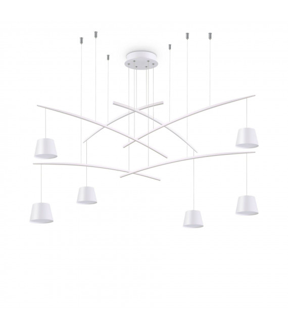 Suspension Fish Métal blanc 6 ampoules 58cm