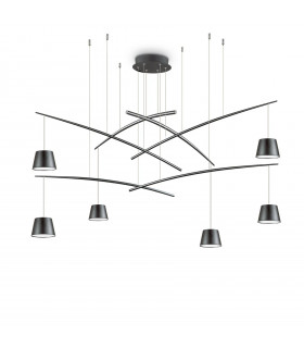 Fish Black Metal Pendant 6 bulbs 58cm