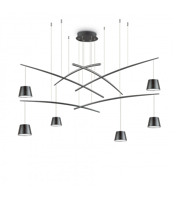Pendente Fish Black Metal 6 lampadine 58cm
