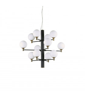 Lámpara colgante Copernico metal negro 12 bombillas 74cm
