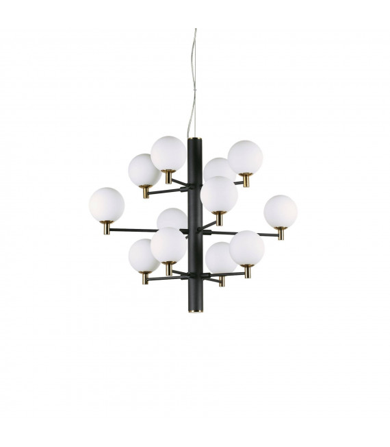 Suspension Copernico Métal Noir 12 ampoules 74cm
