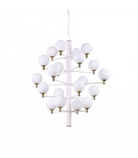 Lampada a sospensione Copernico Metallo bianco 20 lampadine 104cm