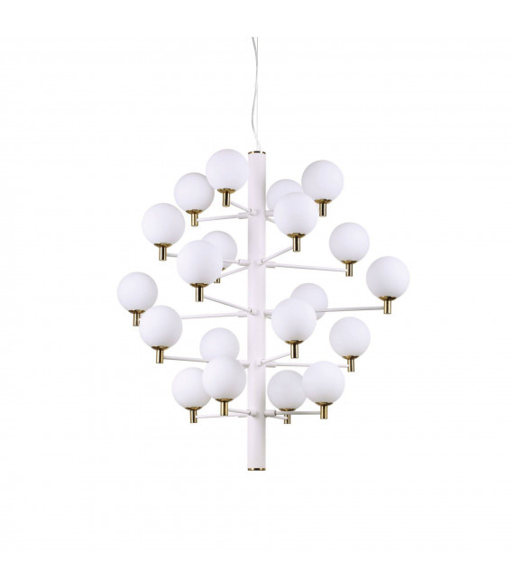 Lámpara colgante Copernico Metal blanco 20 bombillas 104cm