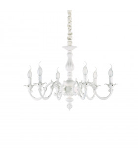 Chandelier without lampshades Justine White metal 6 bulbs 62cm
