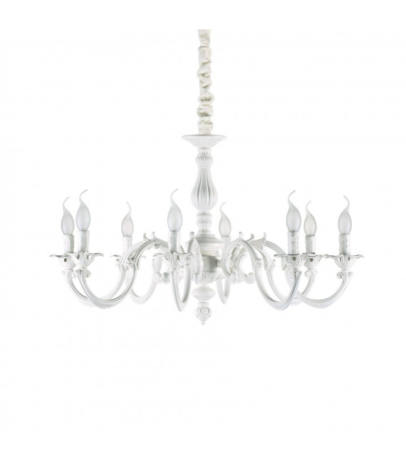 Chandelier without lampshades Justine White metal 8 bulbs 62cm