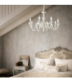 Chandelier sans abats jours Justine Métal blanc 8 ampoules 62cm