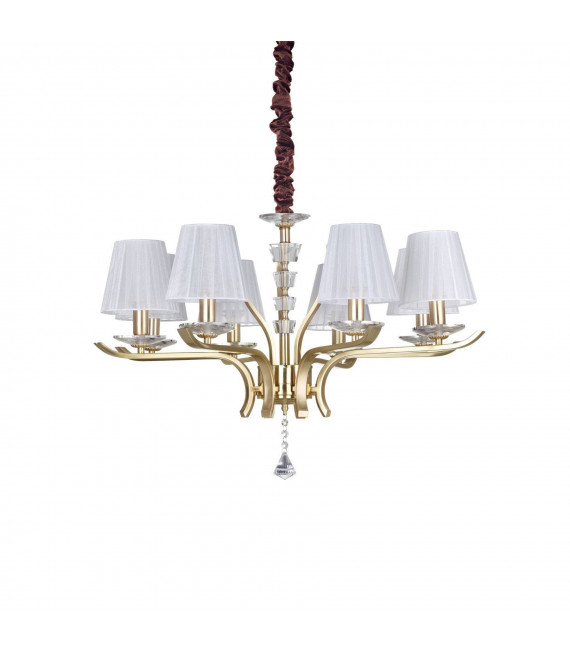 Candelabro di sfumature Pegaso Metallo Ottone satinato 8 lampadine 66cm