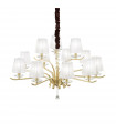 Chandelier abats jours Pegaso Métal Laiton satiné 12 ampoules 75cm