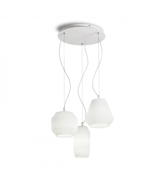 Suspension Origami Verre blanc 3 ampoules 37cm