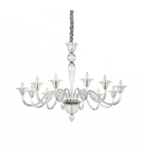 Lampadario senza paralumi Brigitta Vetro trasparente 12 lampadine 99,5 cm