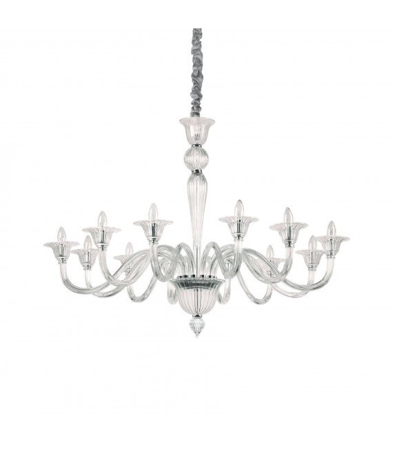 Chandelier without lampshades Brigitta Clear glass 12 bulbs 99.5cm