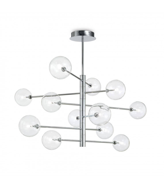 Equinoxe Metal Cromo lámpara colgante 12 bombillas 70cm