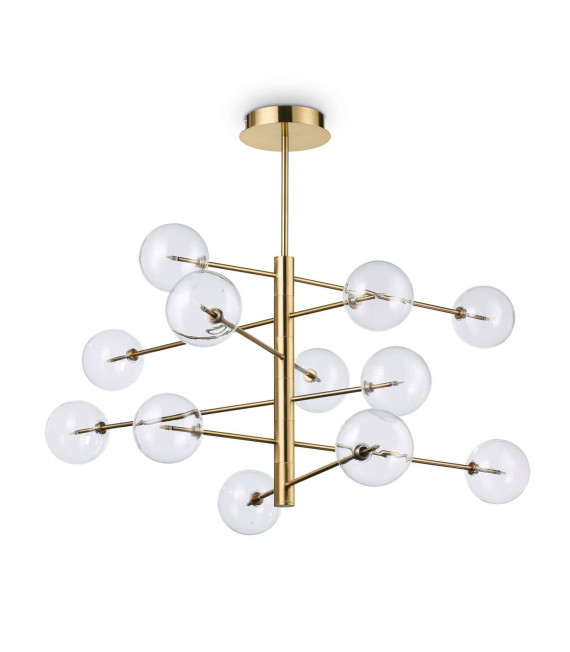 Equinoxe metal pendant lamp Antique brass 12 bulbs 70cm