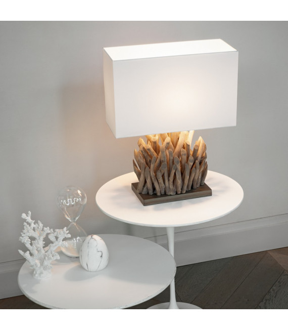 Lampada da tavolo Snell Legno bianco 1 lampadina 39,5 cm