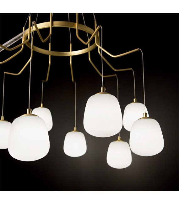 Pendente Karousel in metallo ottone 10 lampadine 112cm