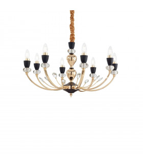 Lampadario senza paralumi Vanity Black Metal 8 lampadine 55cm