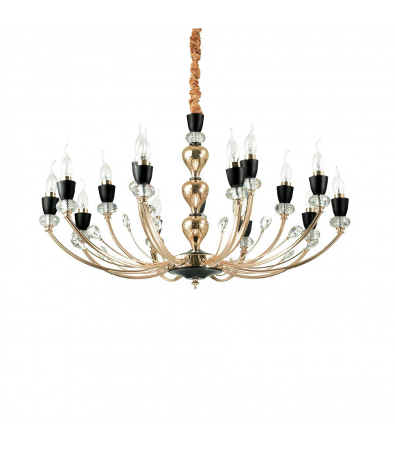 Chandelier sans abats jours Vanity Métal Noir 15 ampoules 65cm