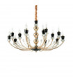 Chandelier without lampshades Vanity Black Metal 15 bulbs 65cm