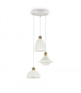 Suspension Lugano Métal blanc 3 ampoules 31cm