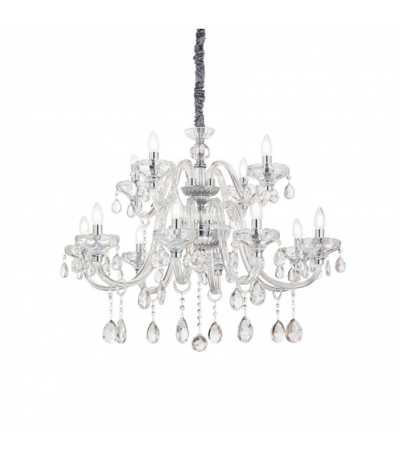 Chandelier without lampshades Continental Metal Transparent 12 bulbs 85cm