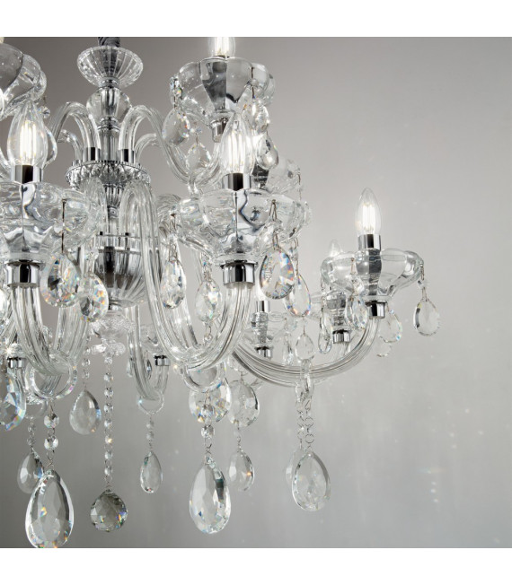 Lampadario senza paralumi Continental Metallo Trasparente 12 lampadine 85cm