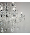 Chandelier sans abats jours Continental Métal Transparent 12 ampoules 85cm